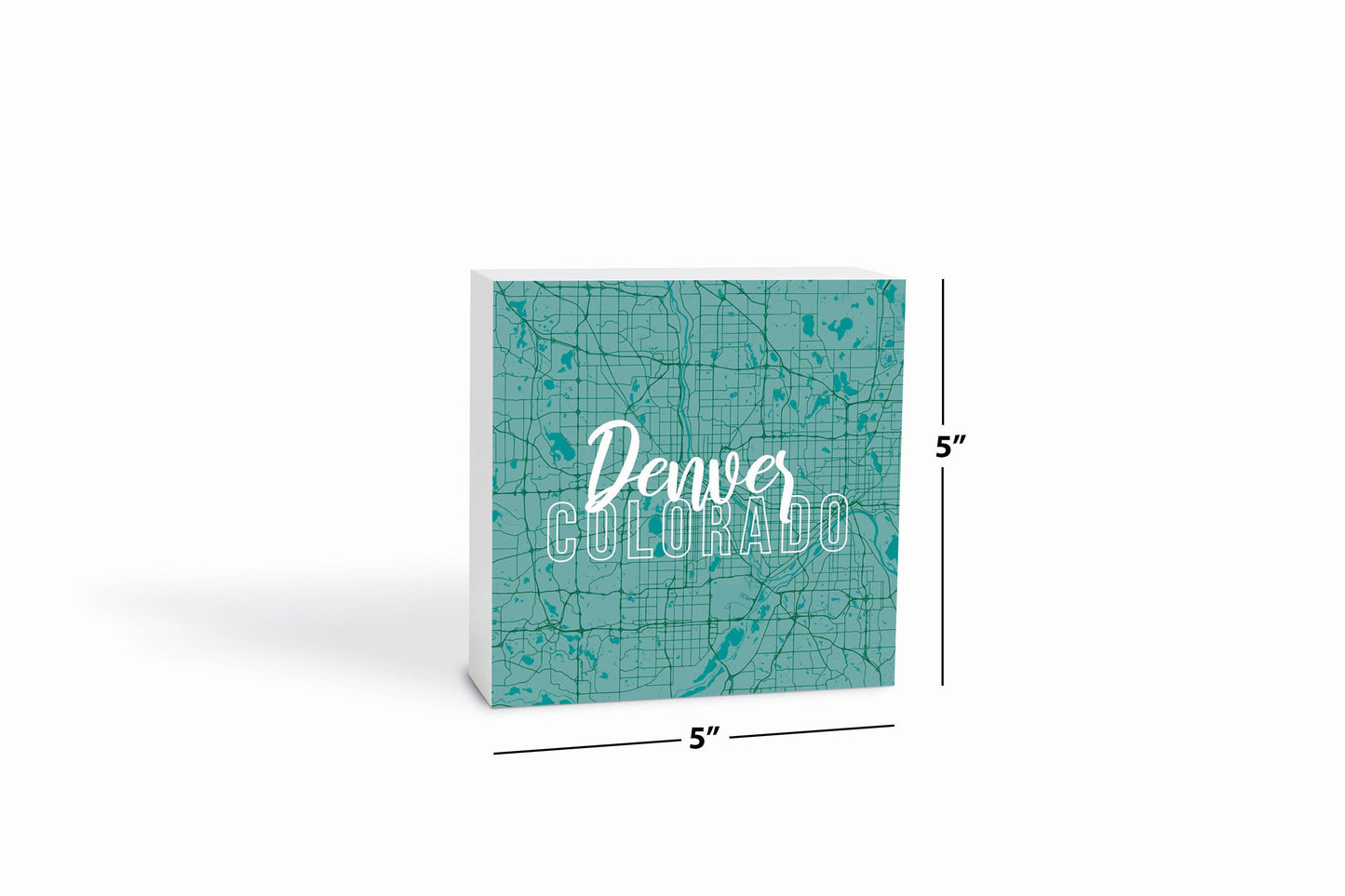 Boho Color Blue Map Colorado Denver | Wood Block | Eaches | Min 4