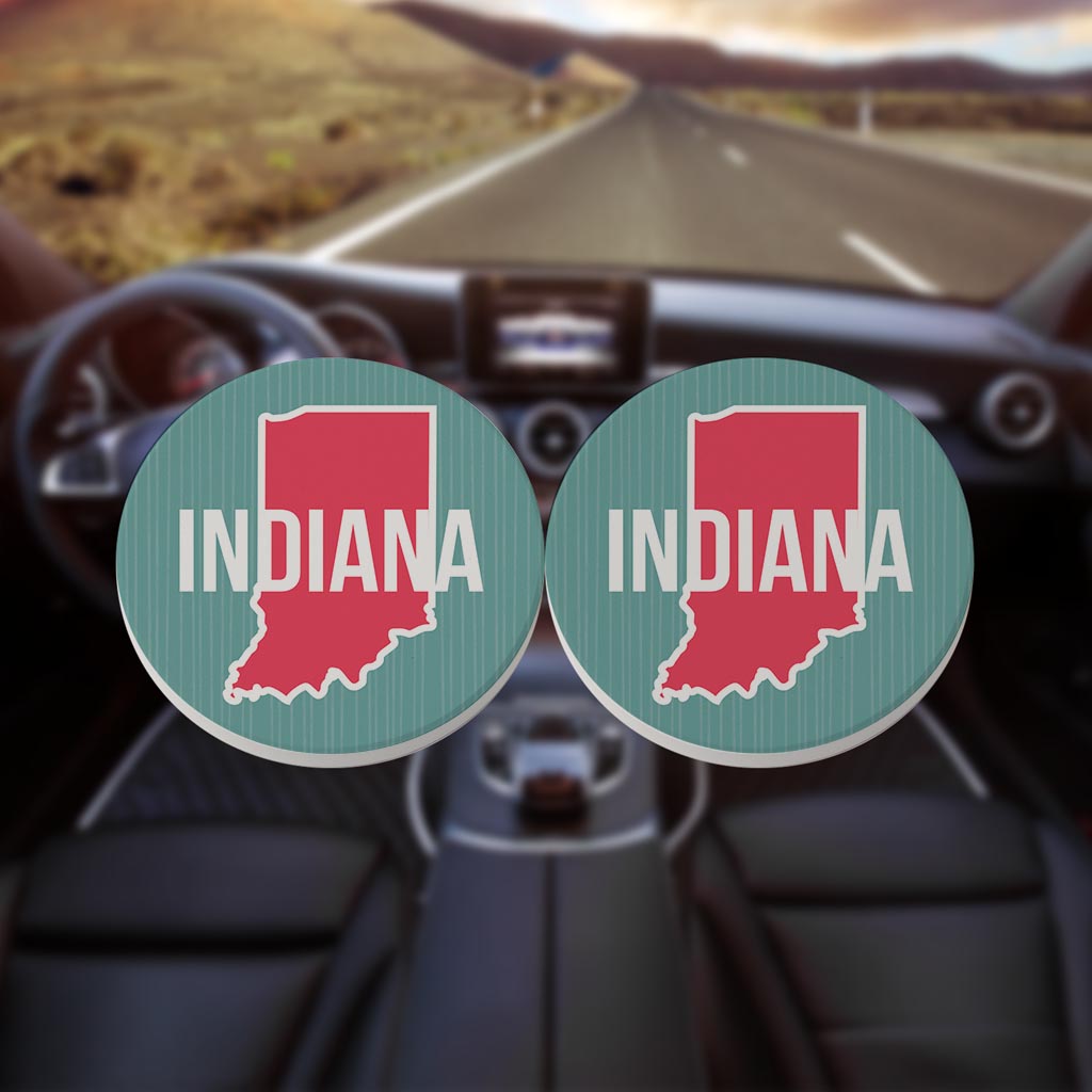 Boho Color State On Blue Indiana| Absorbent Car Coasters | Set of 2 | Min 4