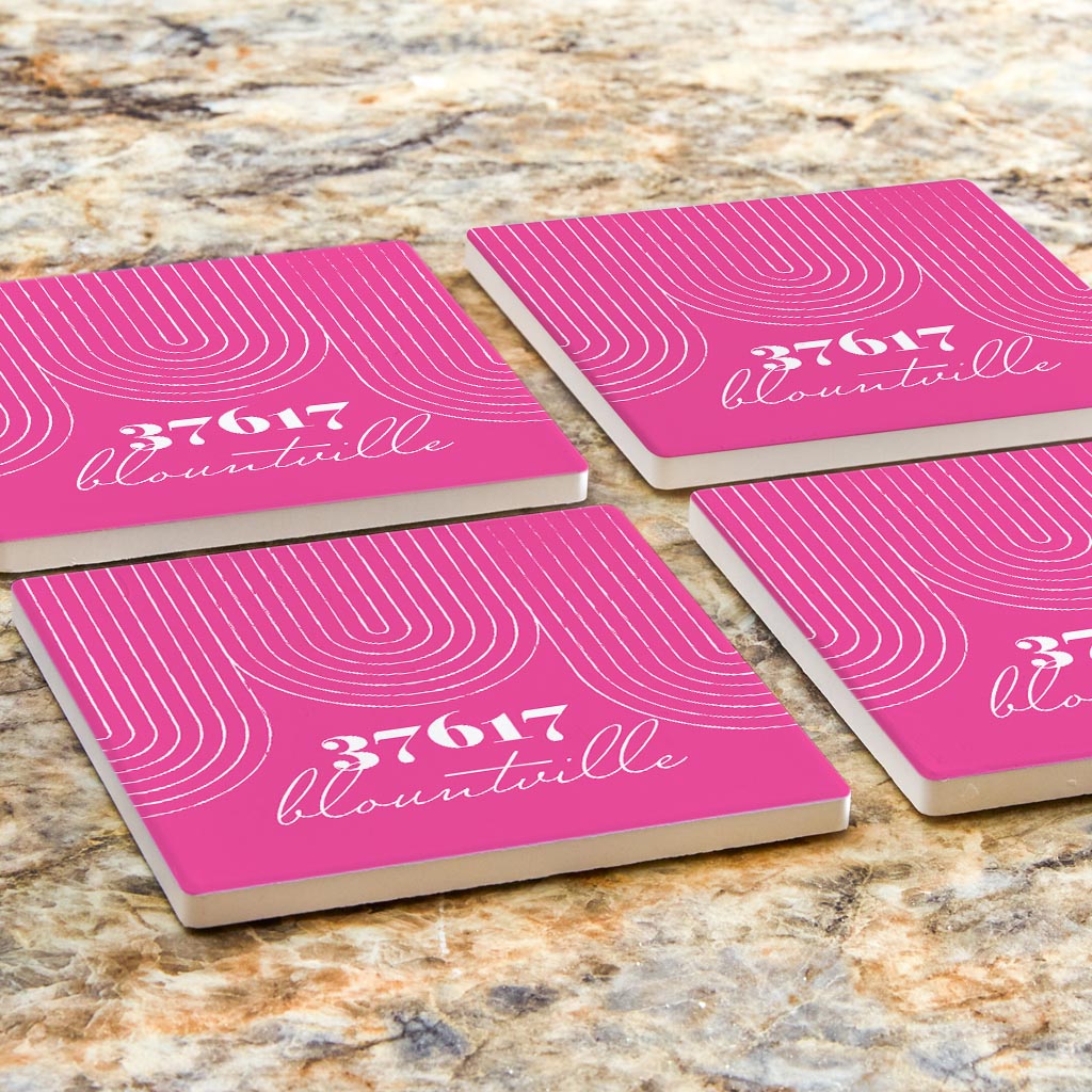 Bright Modern City Zip On Pink Tennessee Blountville | Absorbent Coasters | Set of 4 | Min 2
