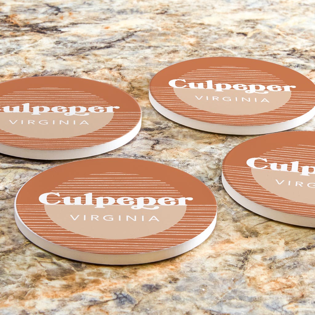 Vintage Groove Half Circle Lines Virginia Culpeper | Absorbent Coasters | Set of 4 | Min 2