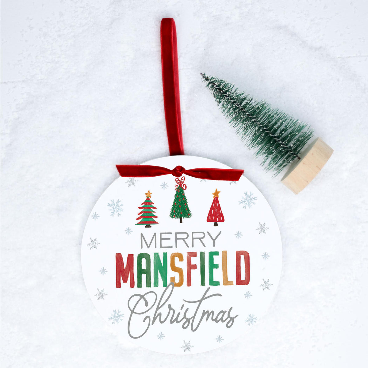 6" Round Ornament Red Ribbon-Whimsy Wonder Traditional Mansfield Washington -0