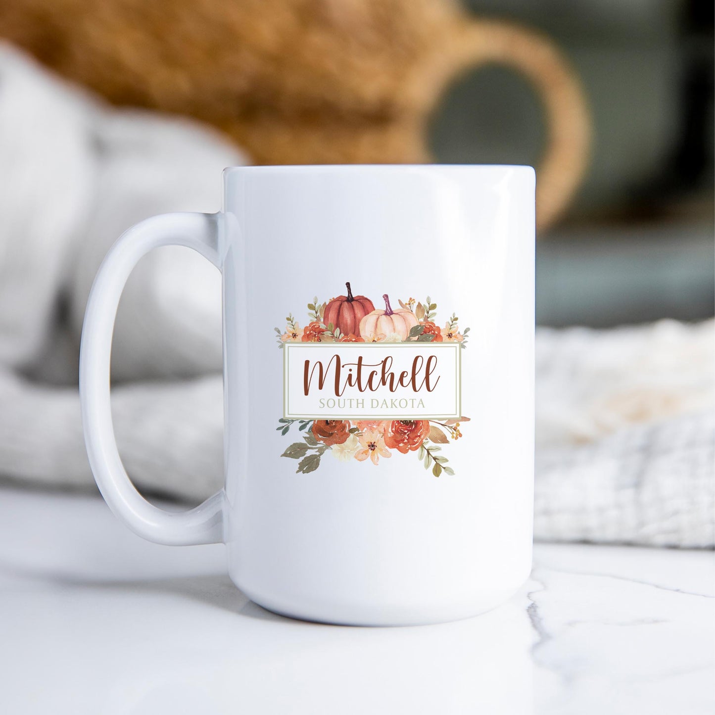 15oz Coffee Mug White-Fall & Harvest Mitchell South Dakota