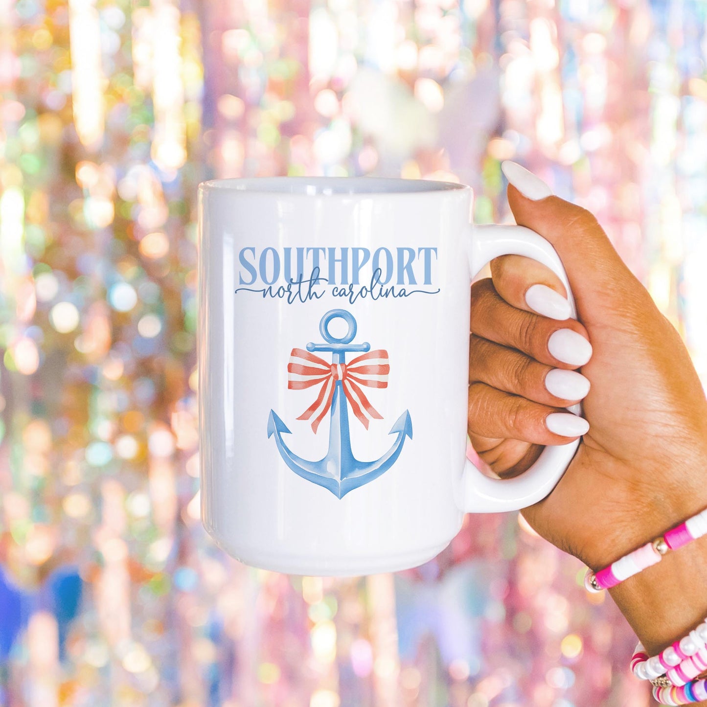 15oz Coffee Mug White-New England Tides Southport North Carolina -4