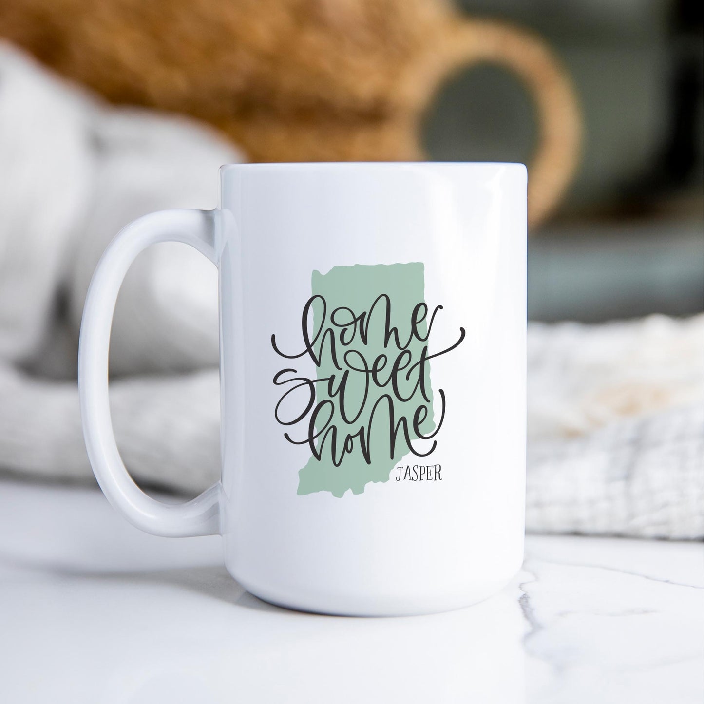 15oz Coffee Mug White-Home Sweet Home Jasper Indiana -2