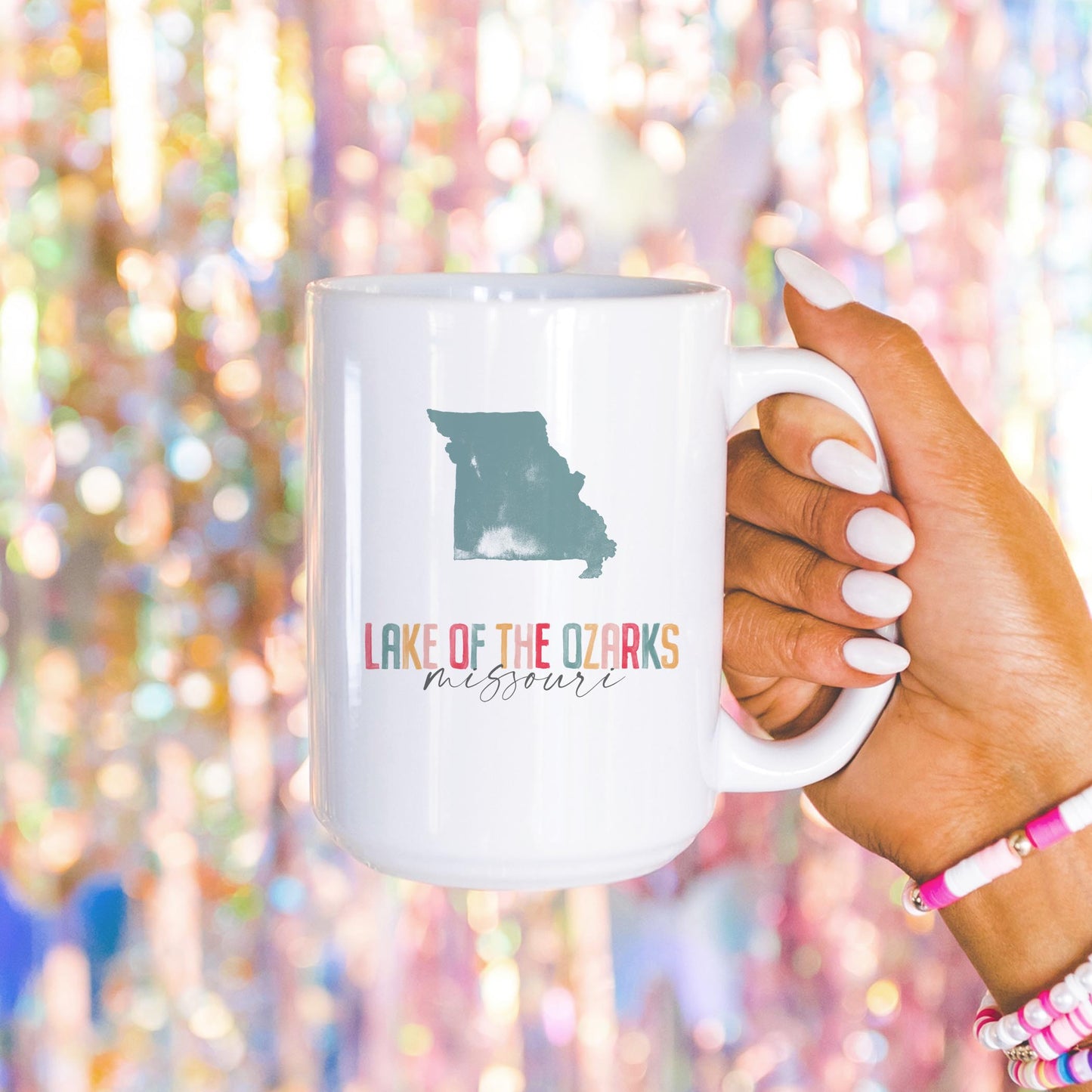 15oz Coffee Mug White-Watercolor City Lake of the Ozarks Missouri -4