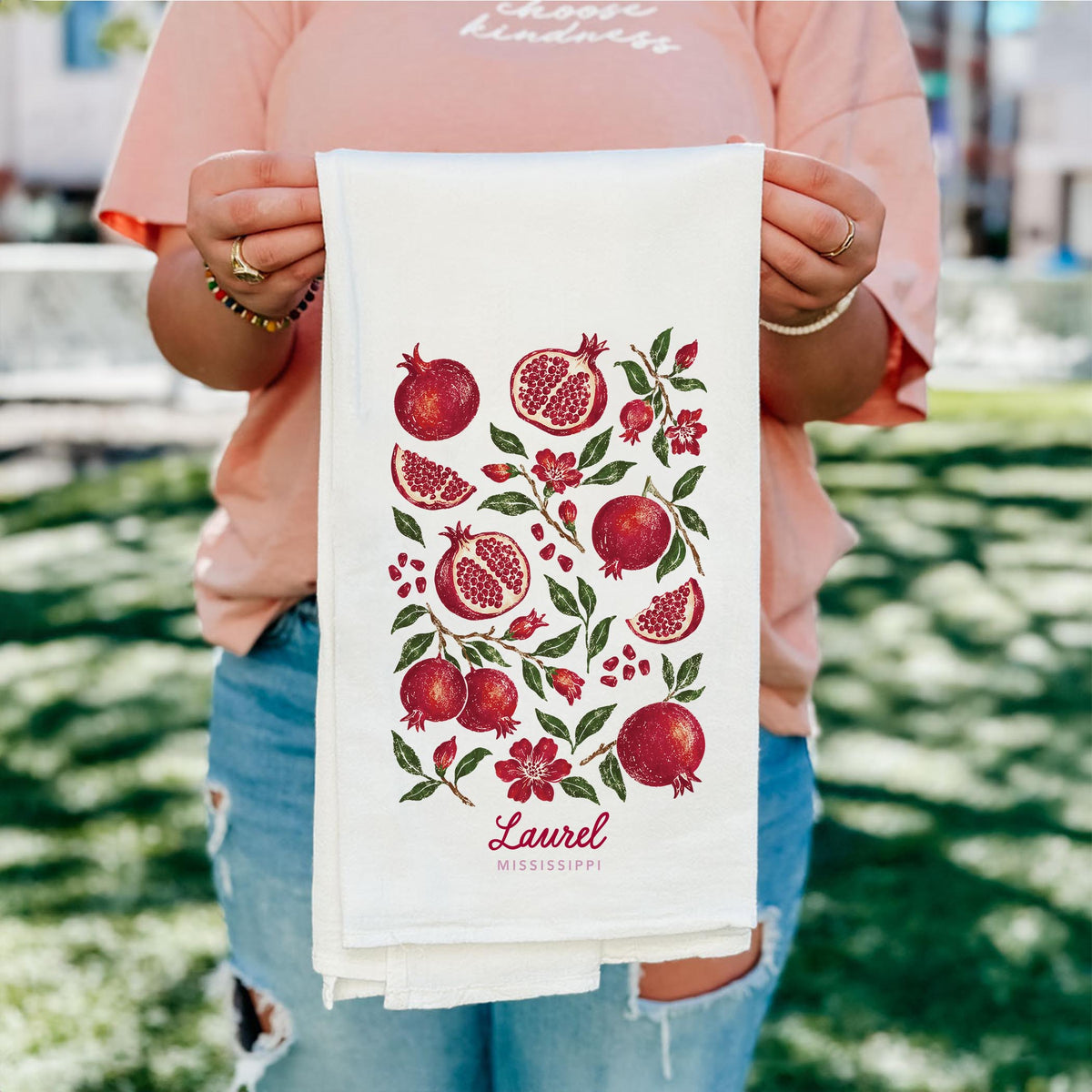 Cotton Tea Towel White-Autumn Orchard | Custom | Your City & State -4