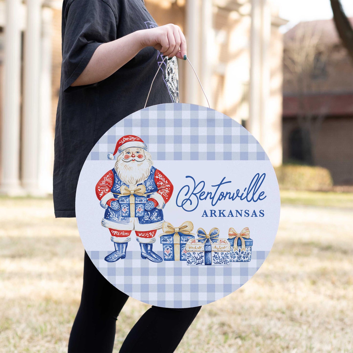 20" Door Hanger-Love+Local Blue Noel - A Grand Millennial Christmas