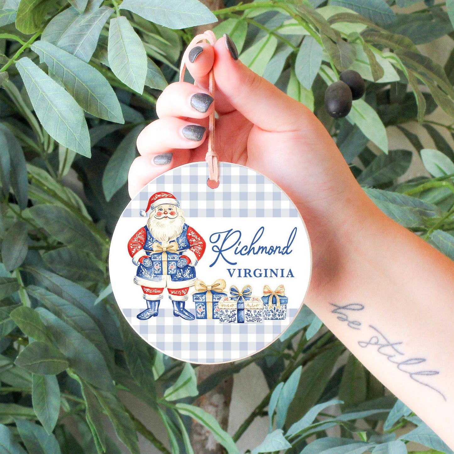 4" Round Ornament-Love+Local Blue Noel - A Grand Millennial Christmas