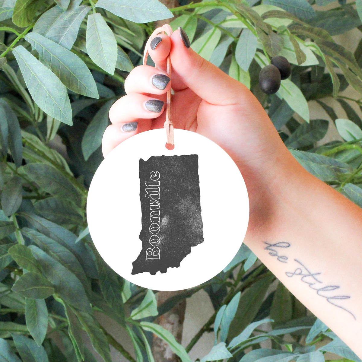 4" Round Ornament-Black Chalk State Boonville Indiana -4