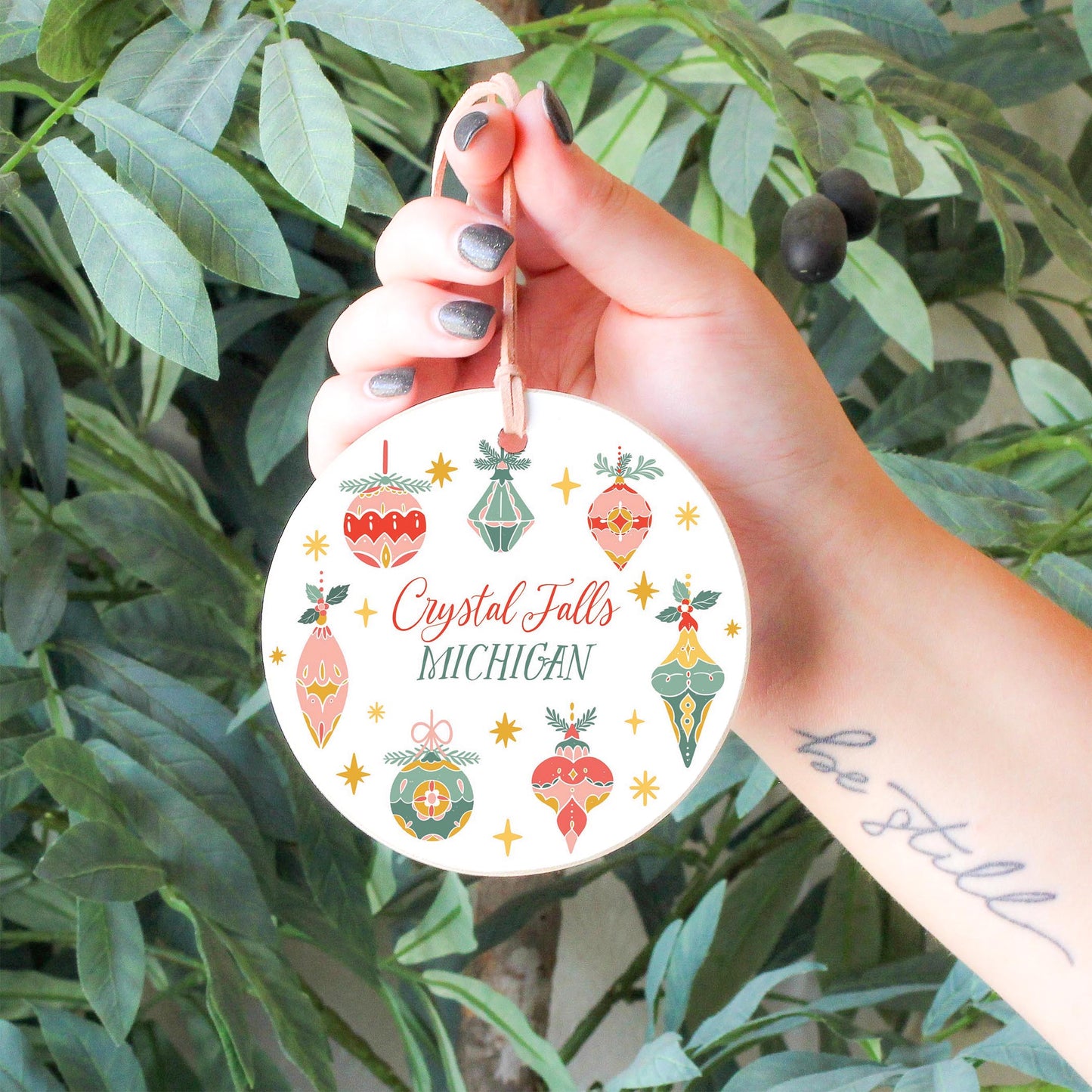 4" Round Ornament-Ornament Gems Crystal Falls Michigan -4
