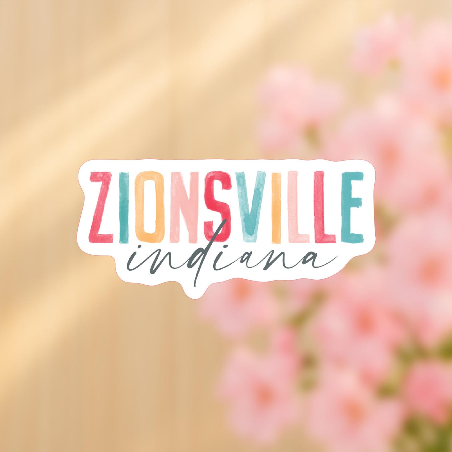 Vinyl Sticker-Watercolor City Zionsville Indiana -4