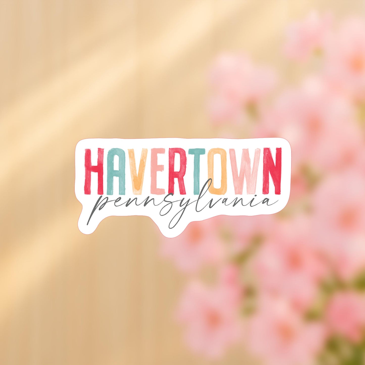 Vinyl Sticker-Watercolor City Havertown Pennsylvania -4