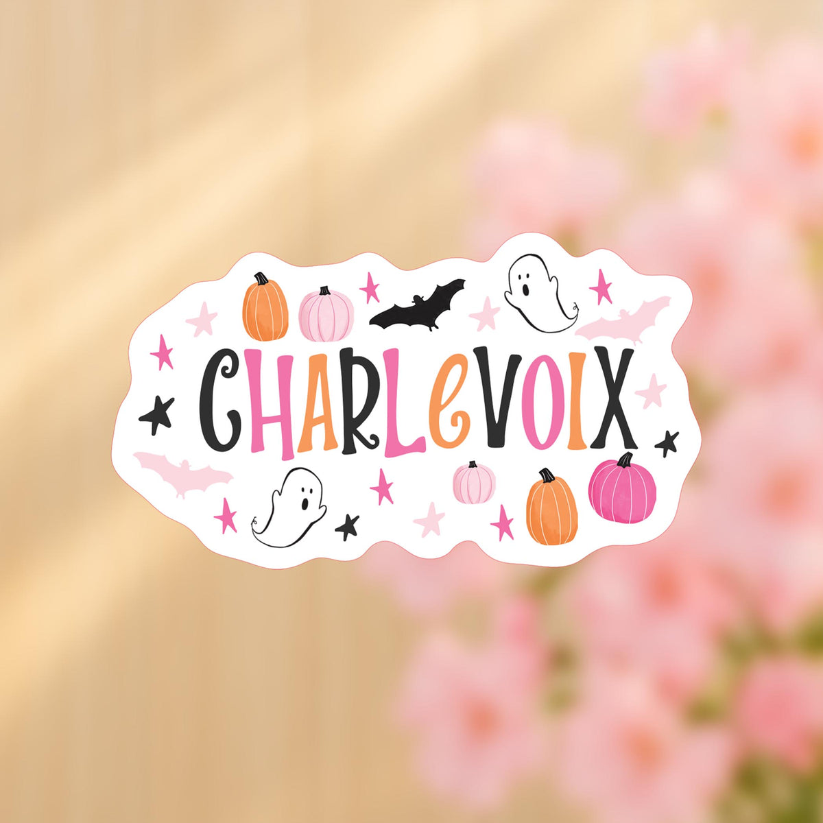 Vinyl Sticker-Happy Ghost Charlevoix Michigan -4