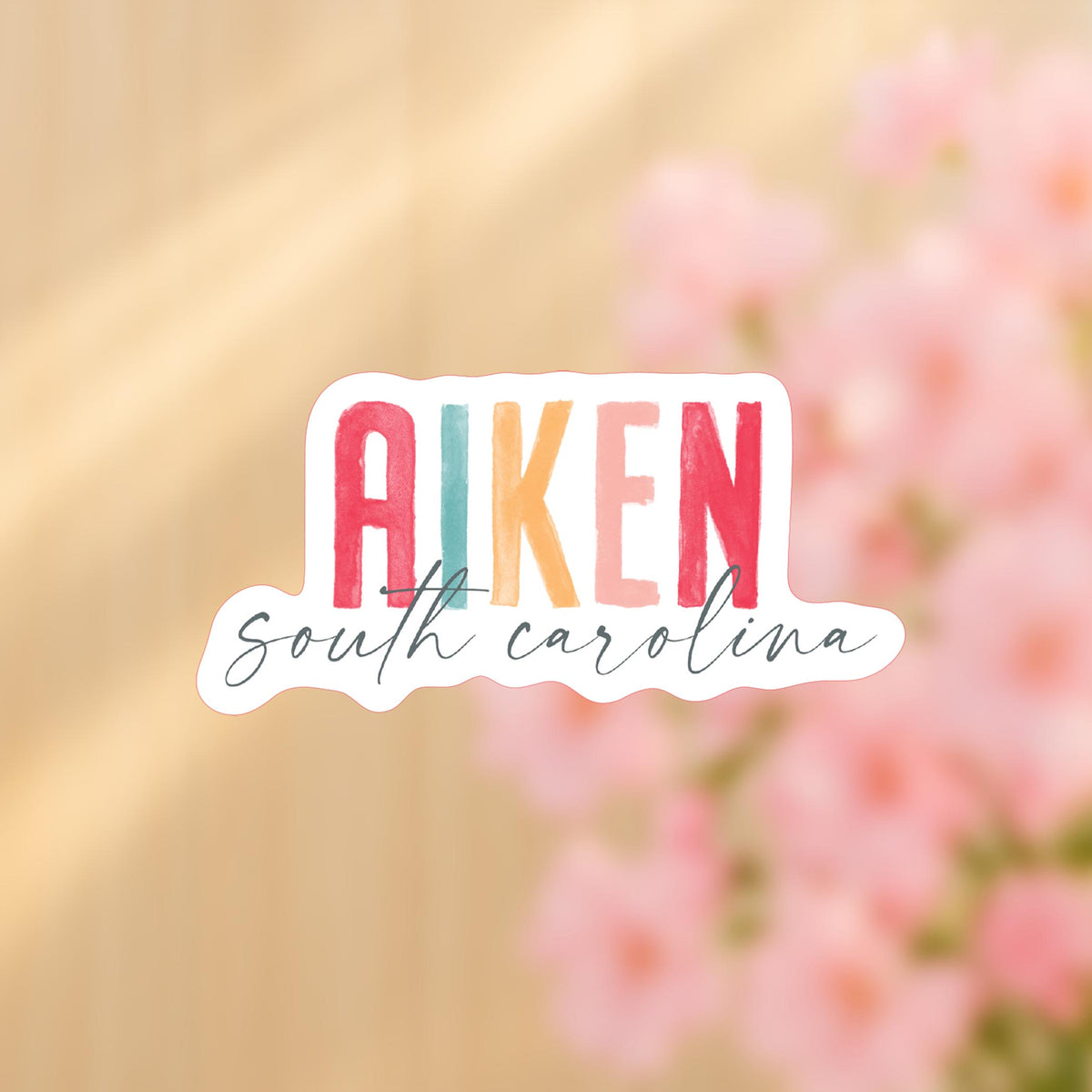 Vinyl Sticker-Watercolor City Aiken South Carolina -4