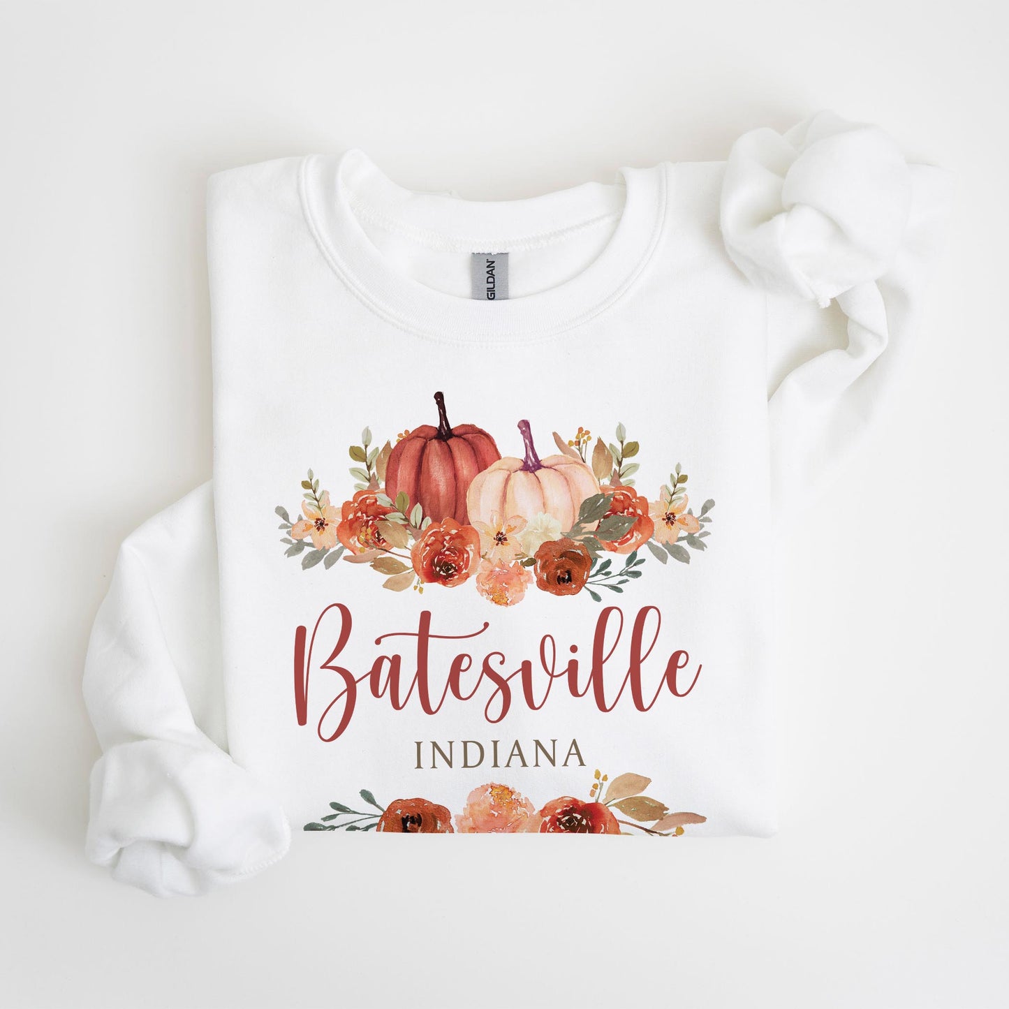 Gildan Sweatshirt White-Fall & Harvest Batesville Indiana