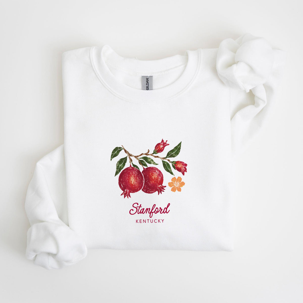 Gildan Sweatshirt White-Autumn Orchard | Custom | Your City & State -4
