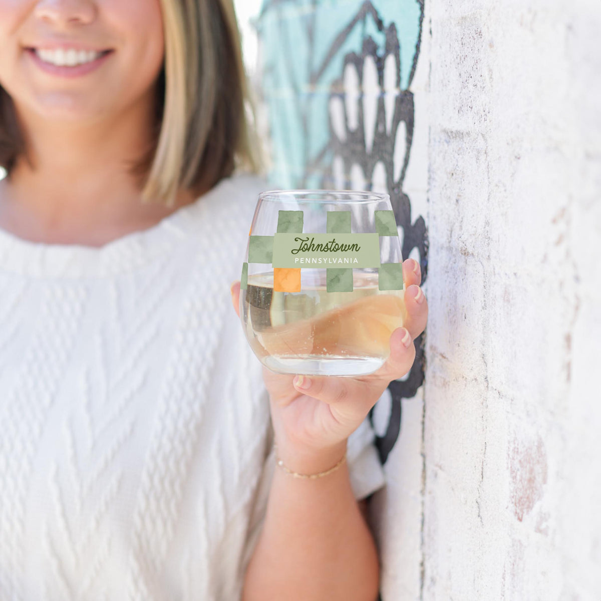 15oz Stemless Wine Glass-Autumn Orchard | Custom | Your City & State -3