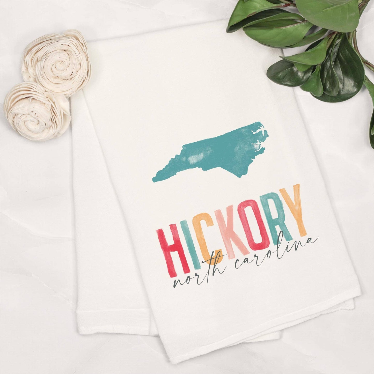 Hickory North Carolina Watercolor Cotton Tea Towel