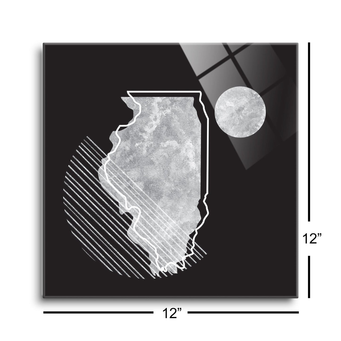 Black And White Geometric On Black Illinois| Hi-Def Glass Art | Eaches | Min 1