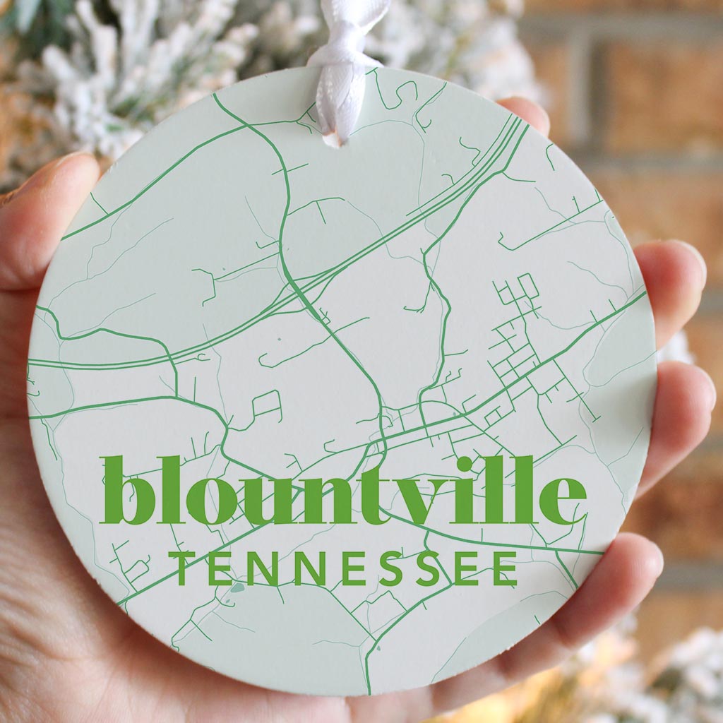 Bright Modern Green Map Tennessee Blountville| Wood Ornament | Eaches | Min 6