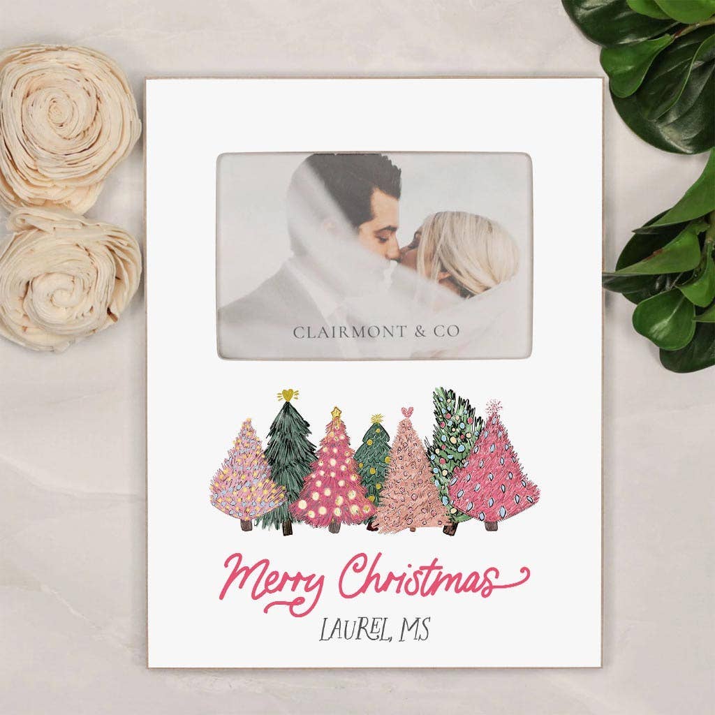 Picture Frame, Pink Christmas Trees, Custom Gift, Decor