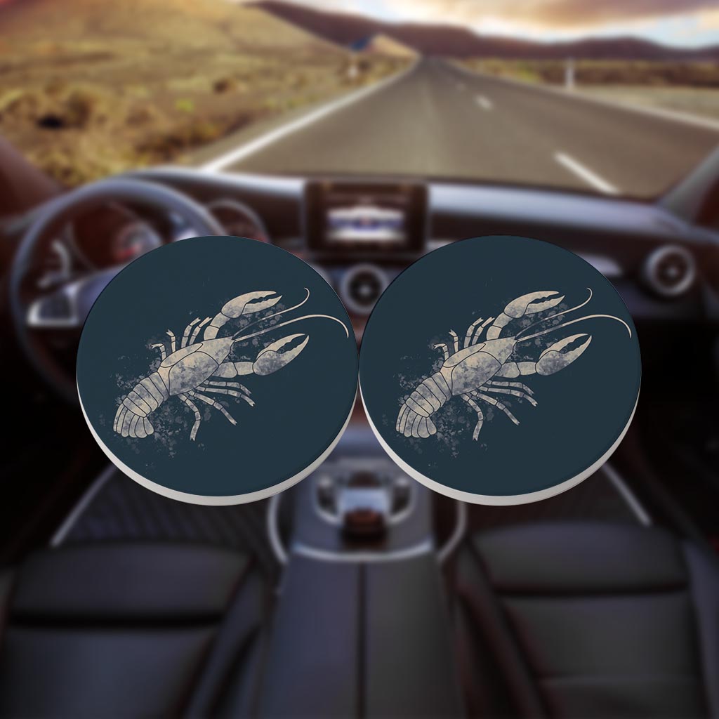 Modern Minimalist Louisiana Crawfish Water Color | Absorbent Car Coasters | Set of 2 | Min 4