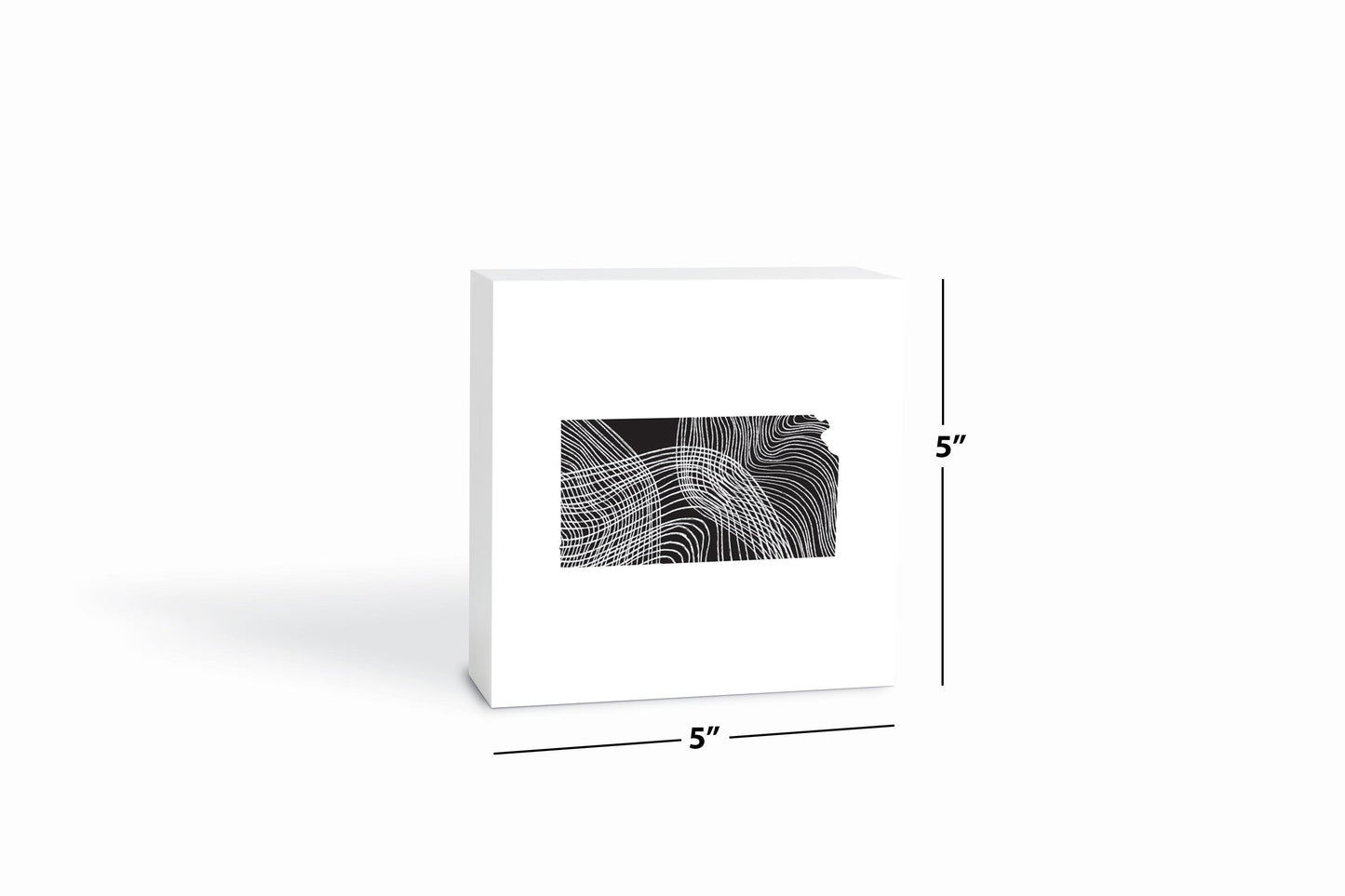 Minimalist B&W Kansas State Shape | Wood Block | Eaches | Min 4