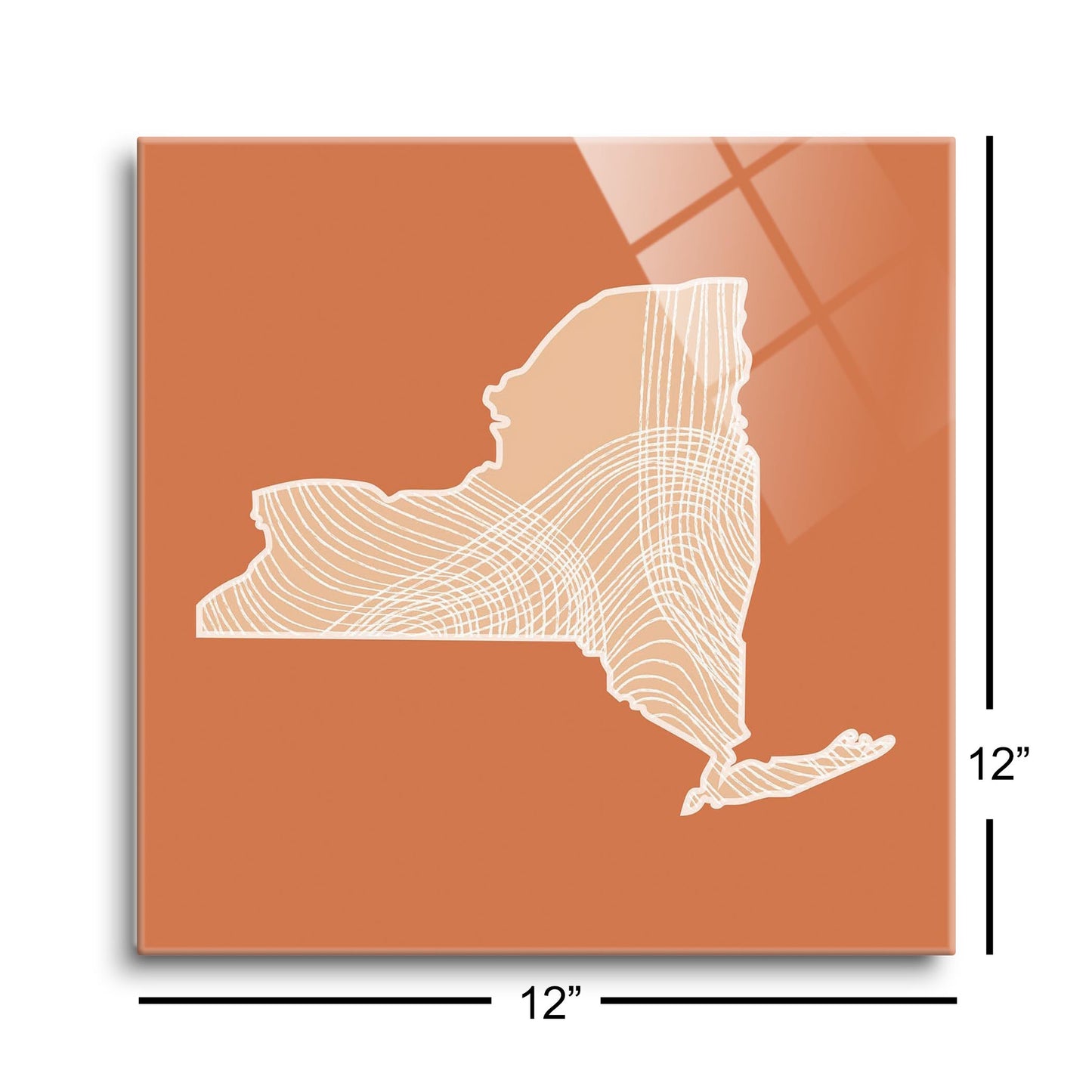 Modern Minimalist New York State Fluid Lines Dark | Hi-Def Glass Art | Eaches | Min 1