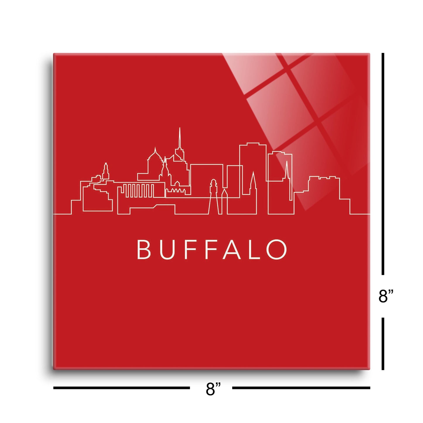 Red White And Blue New York Buffalo Skyline | Hi-Def Glass Art | Eaches | Min 2