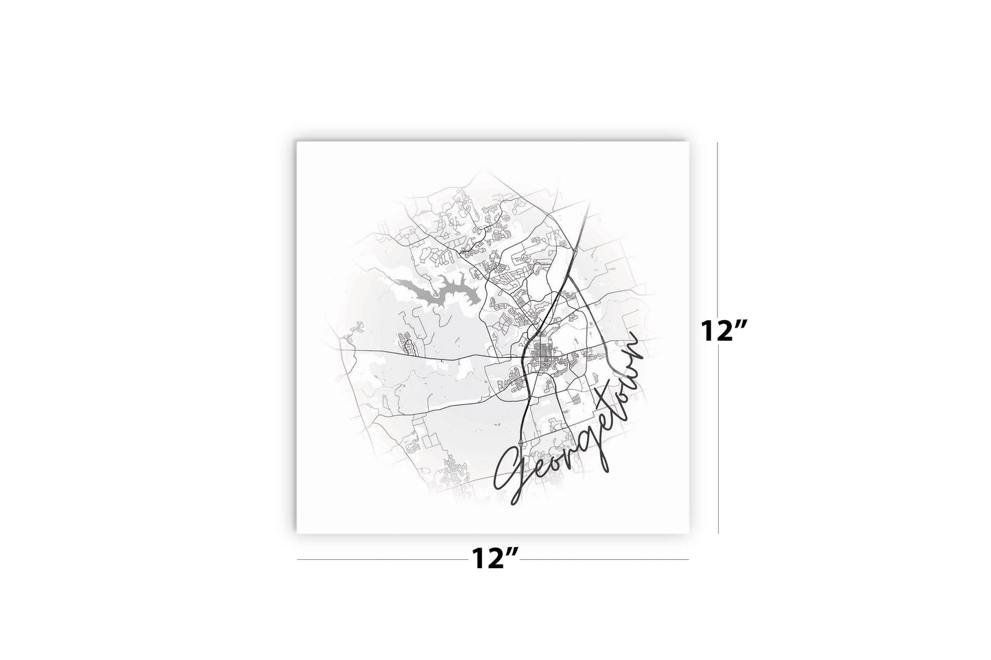 Minimalistic B&W Texas Georgetown Circle Map | Wood Sign | Eaches | Min 2