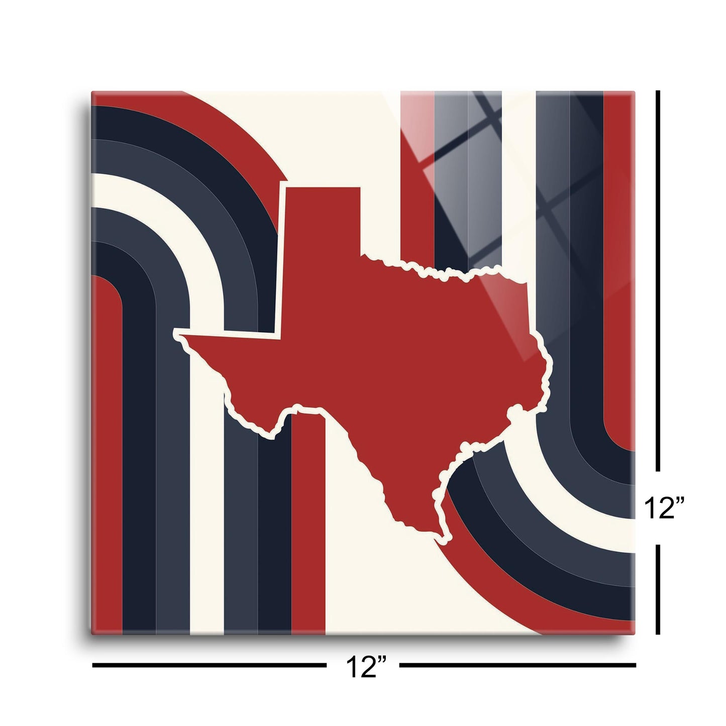 Modern Minimalist Texas Colors Retro Shape | Hi-Def Glass Art | Eaches | Min 1