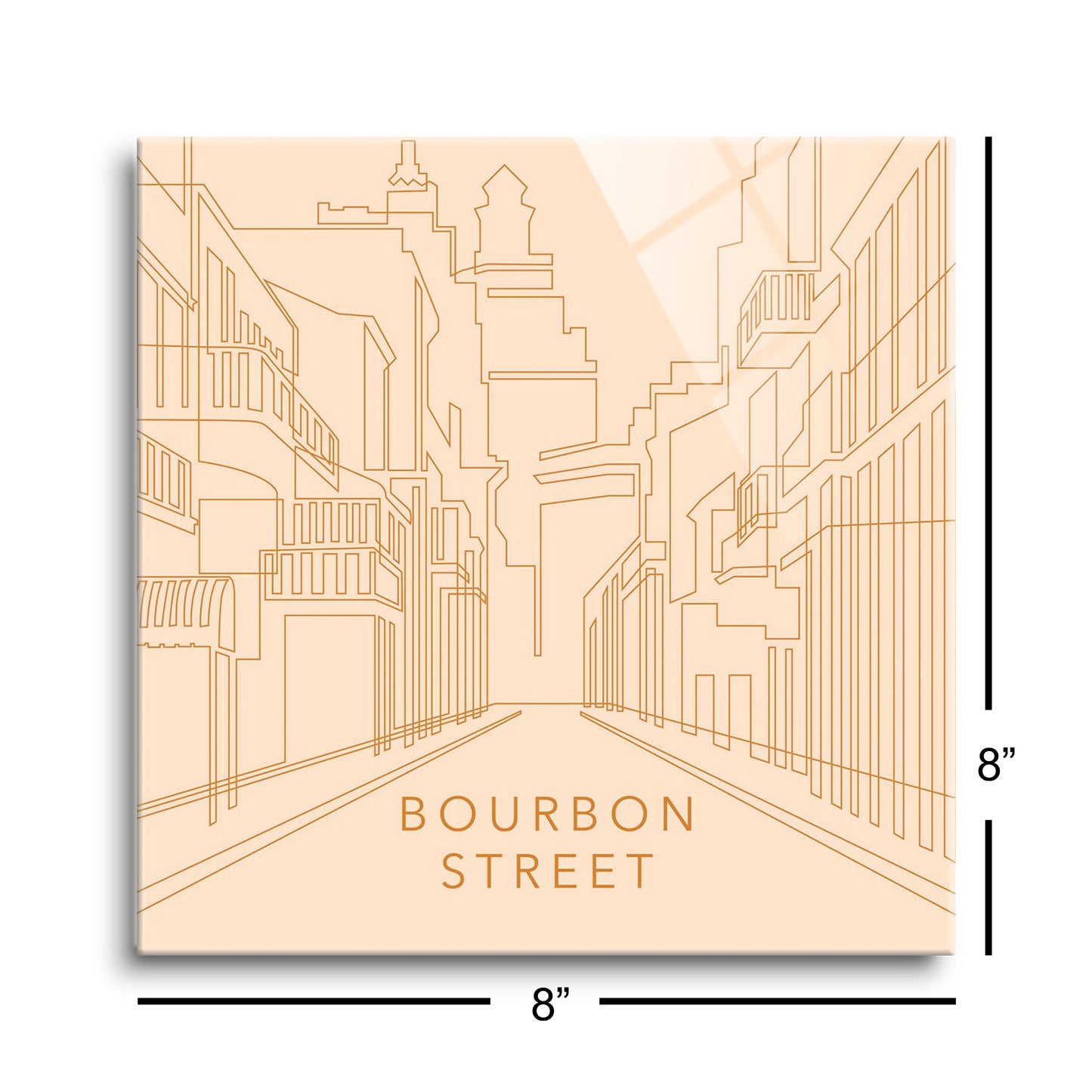 Modern Minimalist Louisiana Bourbon Street Line Drawing | Hi-Def Glass Art | Eaches | Min 2