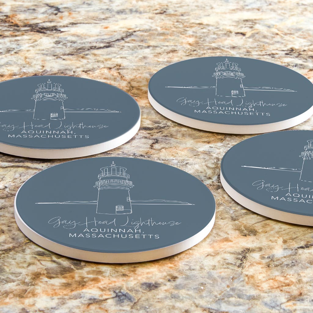 Gay Head Lighthouse Muted Coastal | Absorbent Coasters | Set of 4 | Min 2