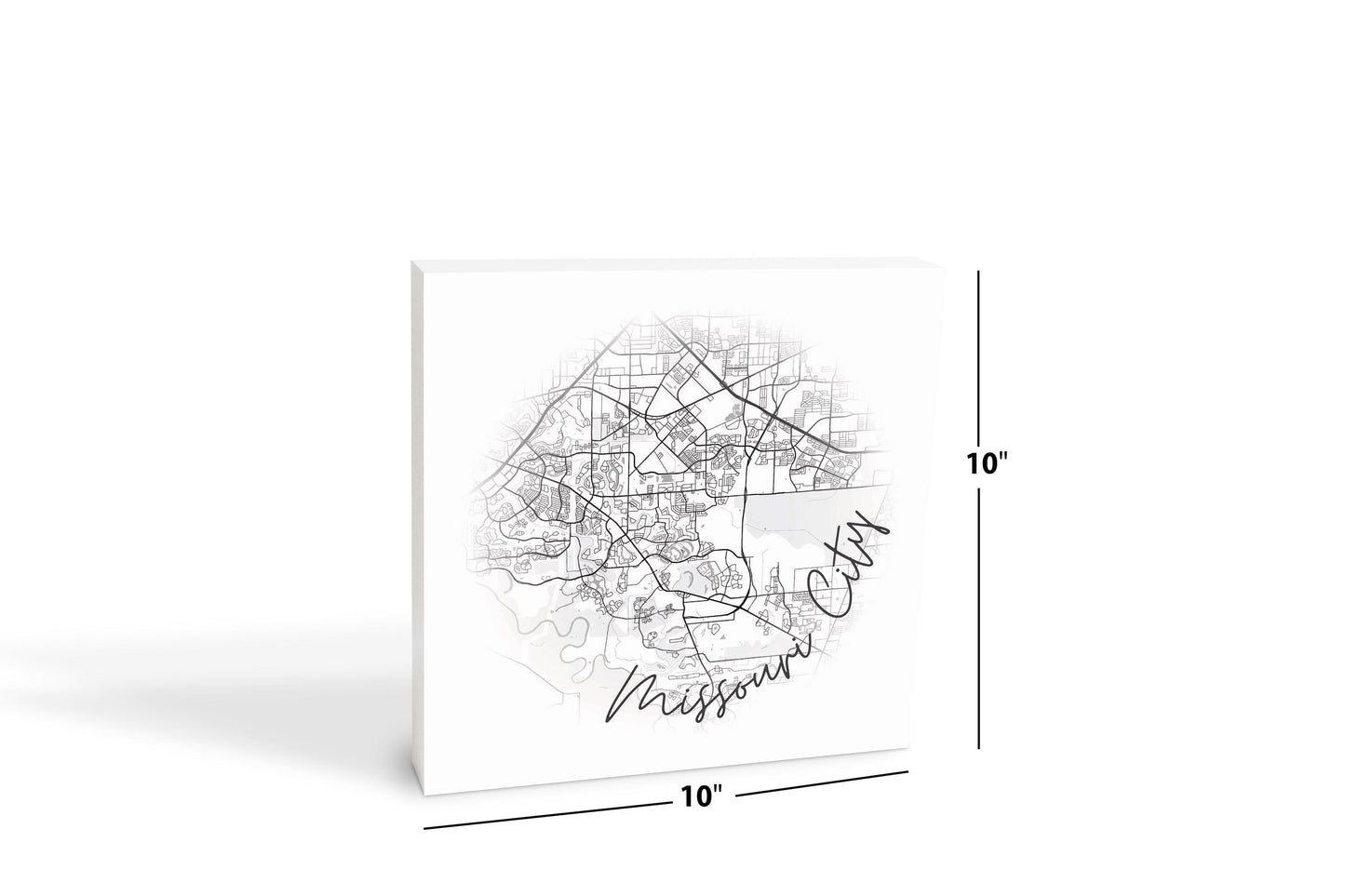 Minimalistic B&W Texas Missouri City Circle Map | Wood Block | Eaches | Min 2