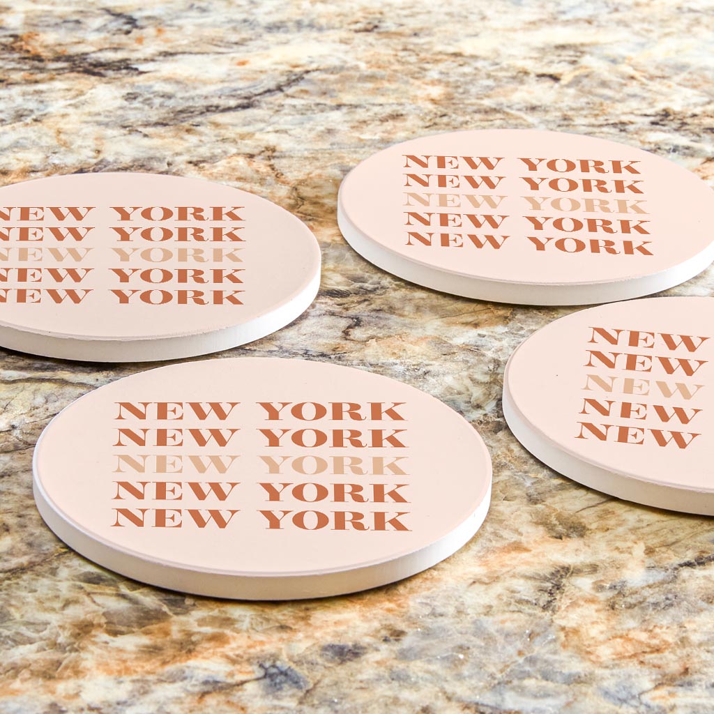 Modern Minimalist New York Repeated Light | Absorbent Coasters | Set of 4 | Min 2