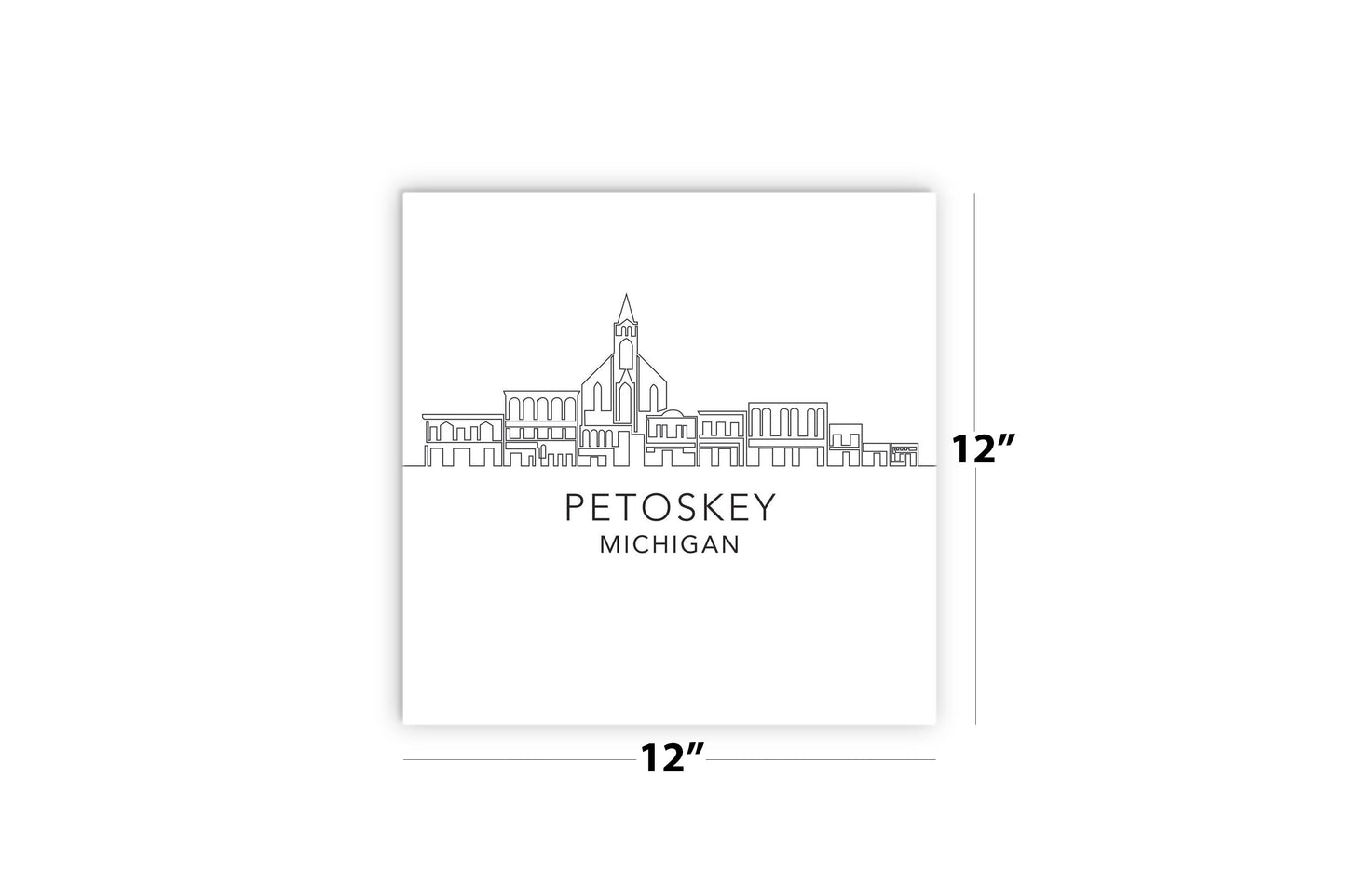 Minimalistic B&W Michigan Petoskey Skyline | Wood Sign | Eaches | Min 2