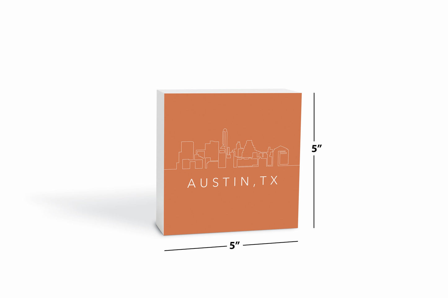 Modern Minimalist Texas Austin Skyline | Wood Block | Eaches | Min 4