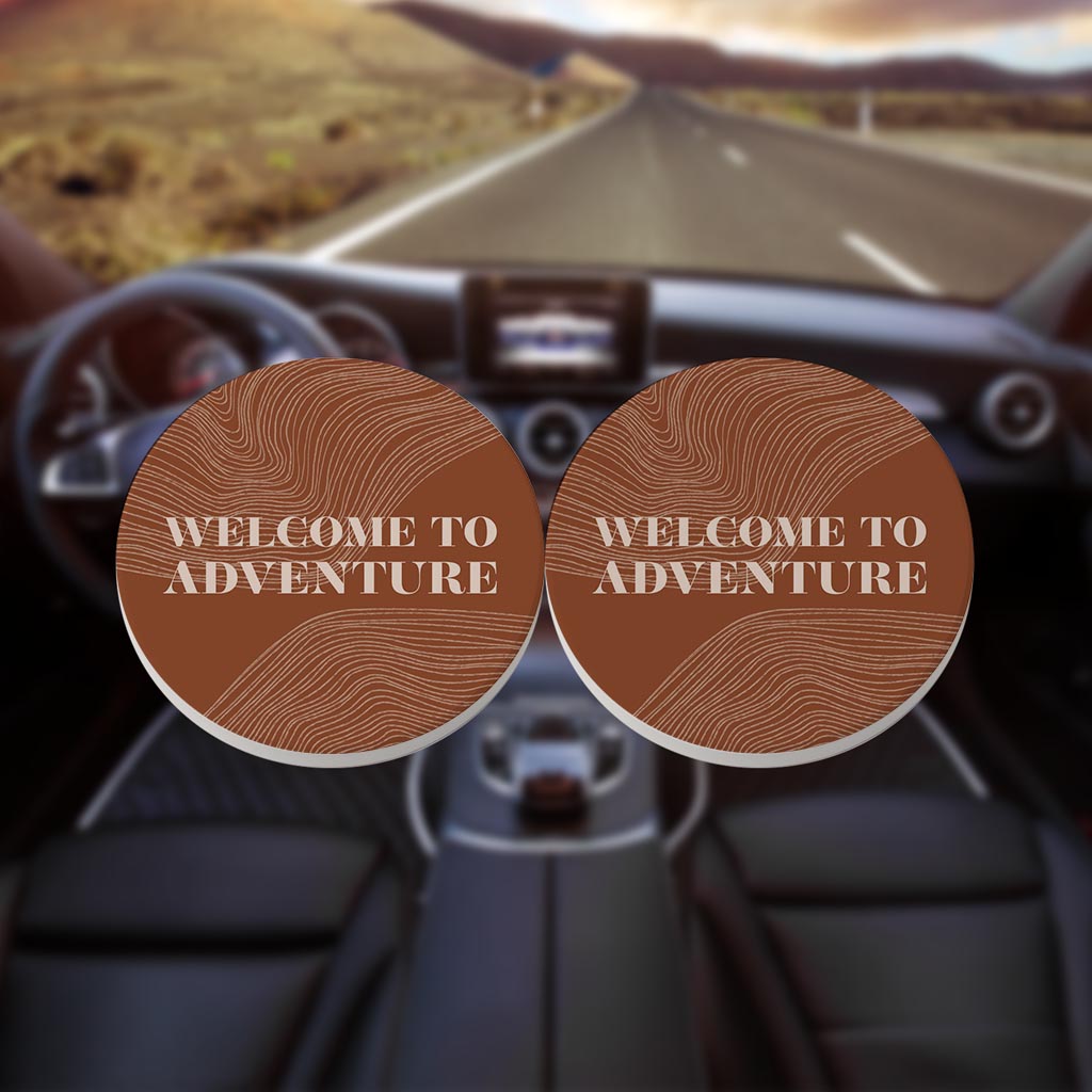 Modern Minimalist Pennsylvania Adventure Quip | Absorbent Car Coasters | Set of 2 | Min 4