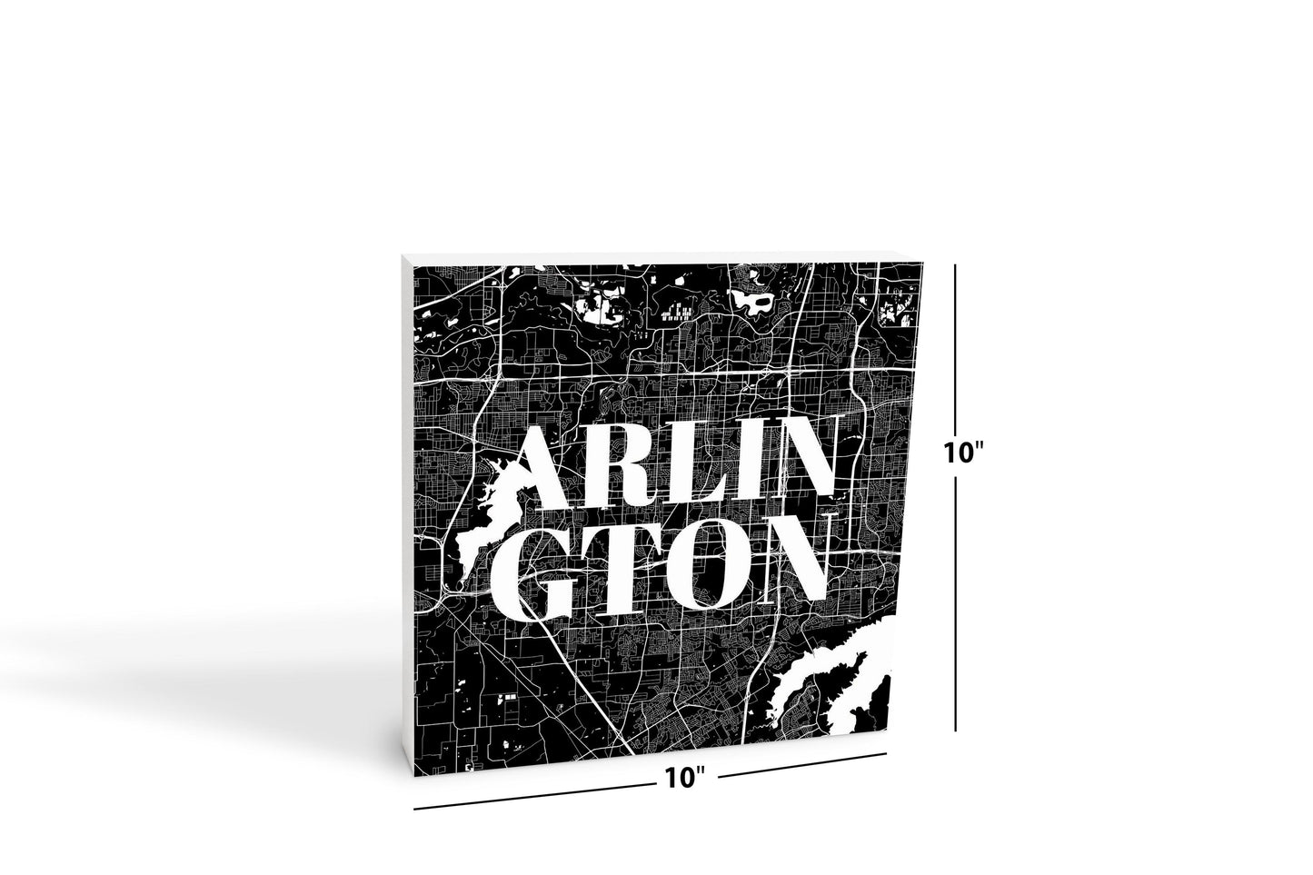Minimalistic B&W Texas Arlington Map | Wood Block | Eaches | Min 2