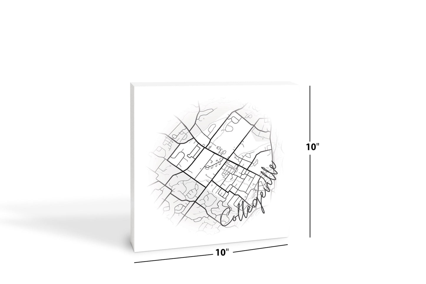 Minimalistic B&W Pennsylvania Collegeville Circle Map | Wood Block | Eaches | Min 2
