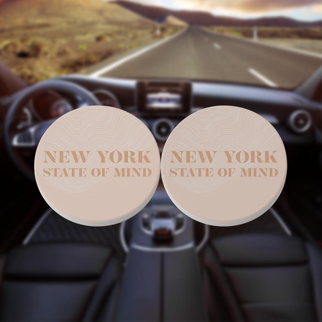 Modern Minimalist New York State Of Mind | Absorbent Car Coasters | Set of 2 | Min 4