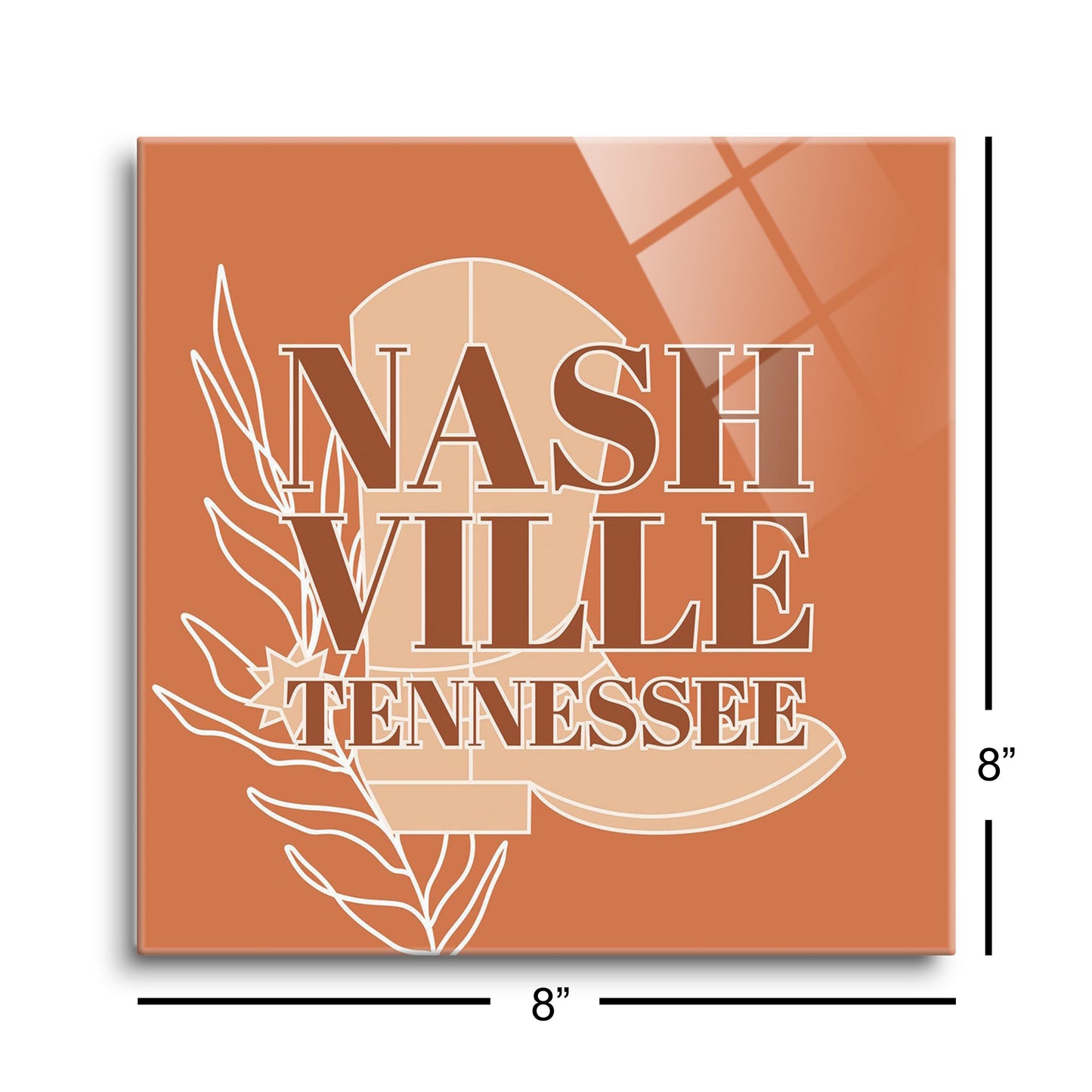 Modern Minimalist Tennessee Nashville Boot | Hi-Def Glass Art | Eaches | Min 2