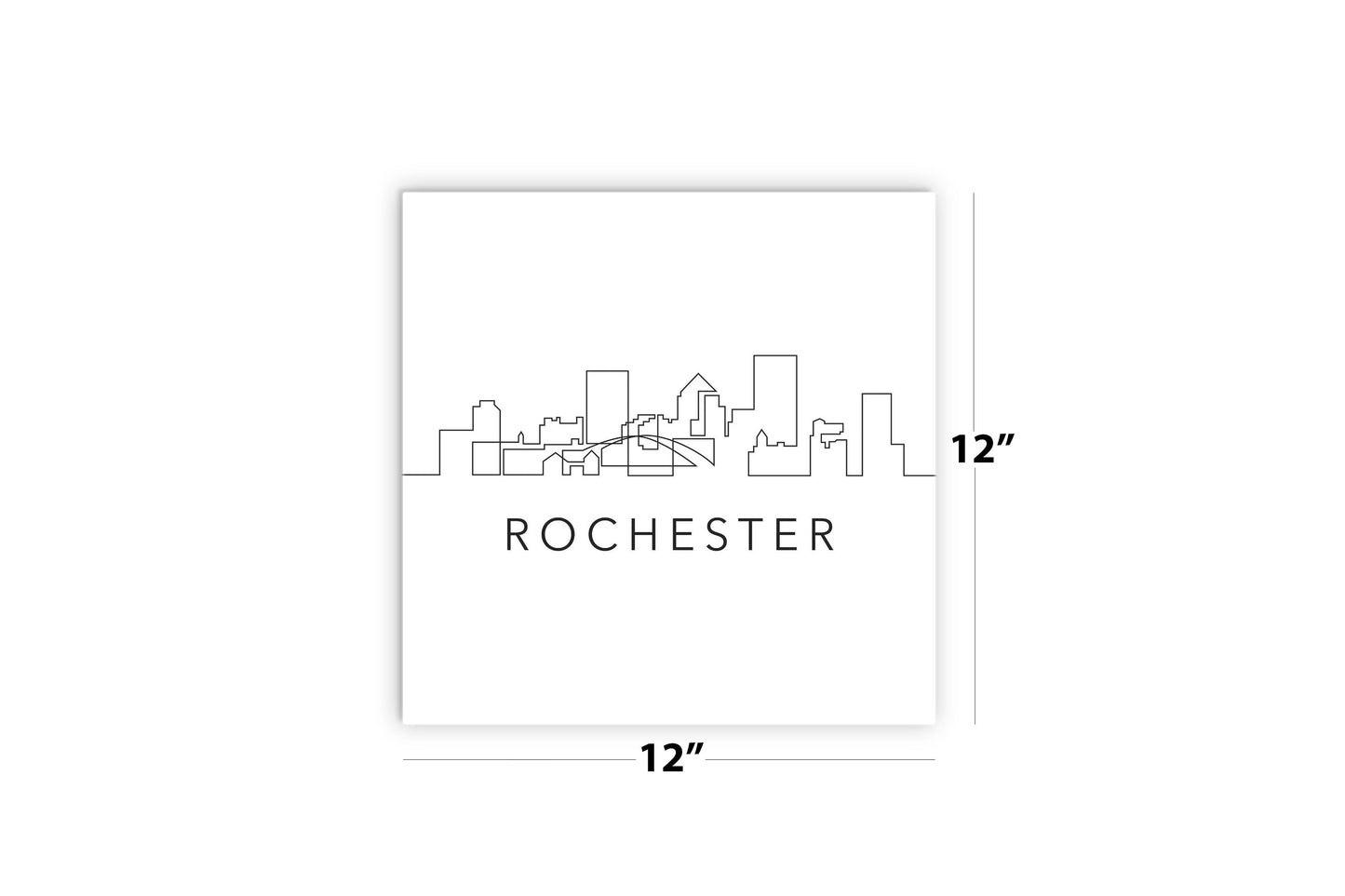 Minimalistic B&W New York Rochester Skyline | Wood Sign | Eaches | Min 2