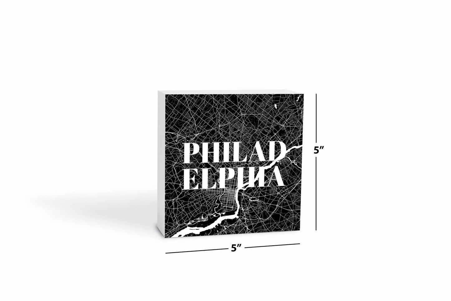 Minimalistic B&W Pennsylvania Philadelphia Map | Wood Block | Eaches | Min 4