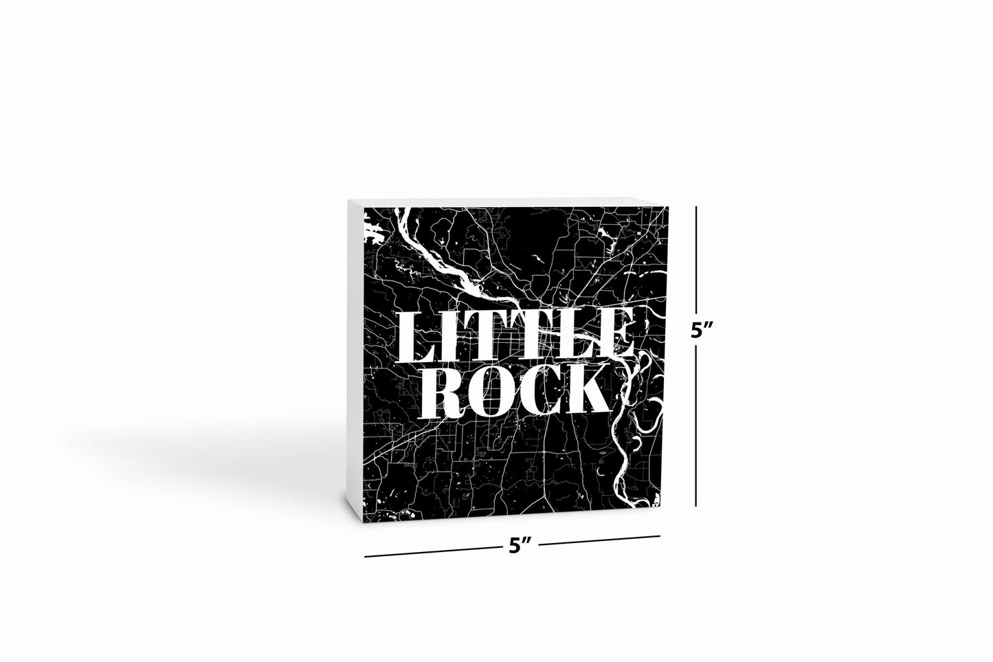 B&W Minimalist Arkansas Little Rock Map | Wood Block | Eaches | Min 4