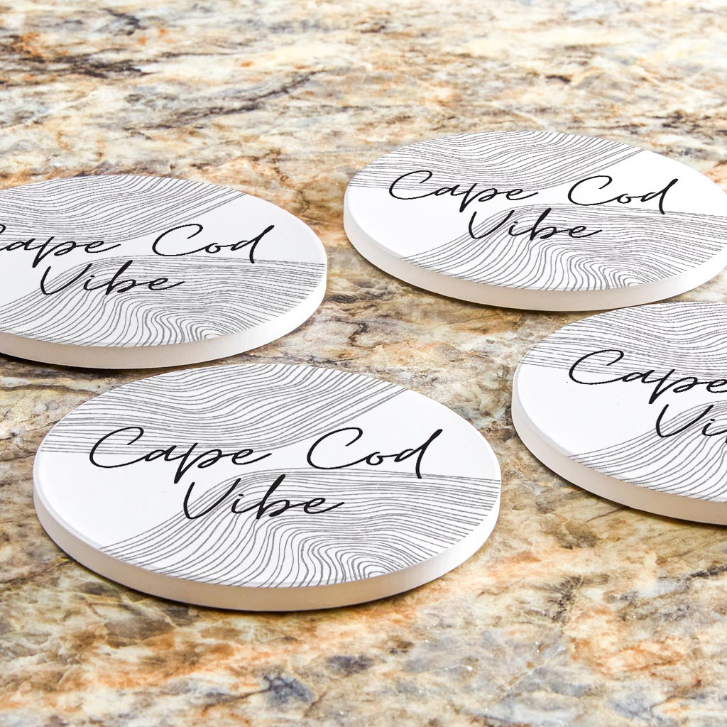 Minimalistic B&W Cape Cod Vibe| Absorbent Coasters | Set of 4 | Min 2