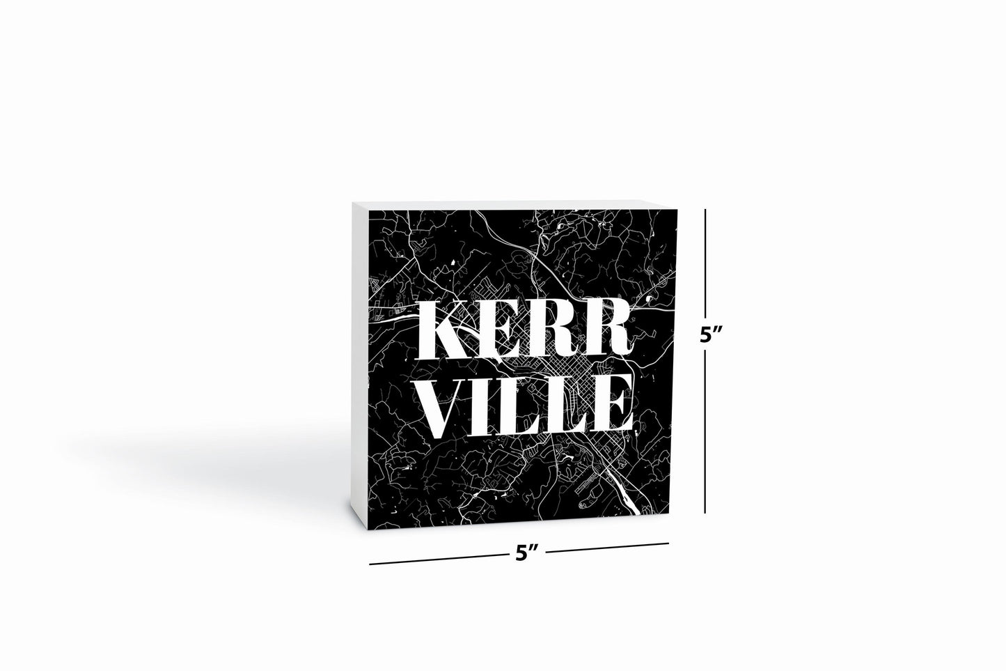 Minimalistic B&W Texas Kerrville Map | Wood Block | Eaches | Min 4