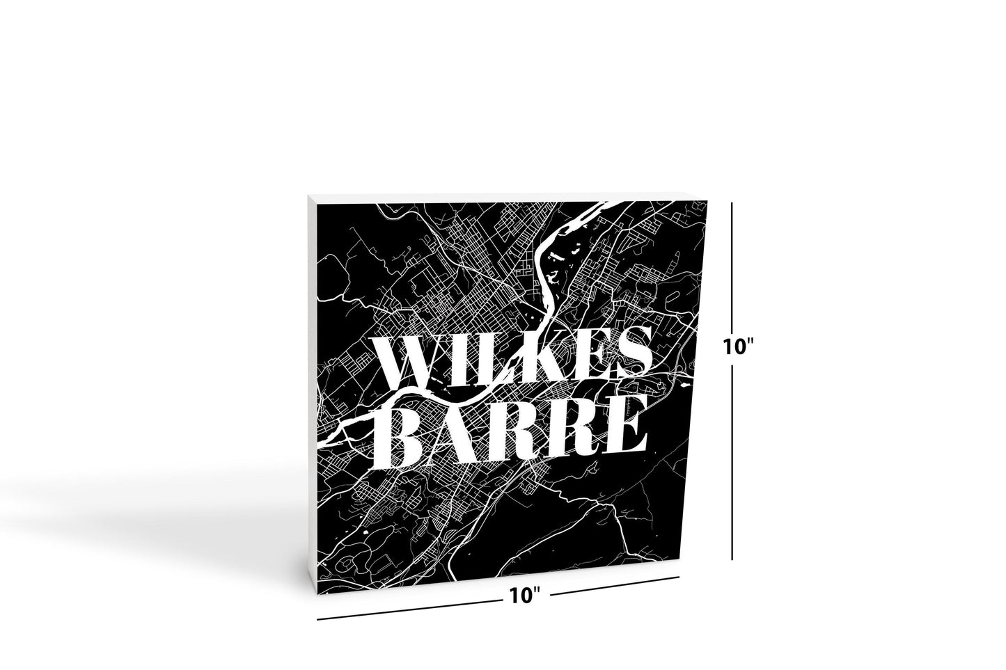 Minimalistic B&W Pennsylvania Wilkes Barre Map | Wood Block | Eaches | Min 2