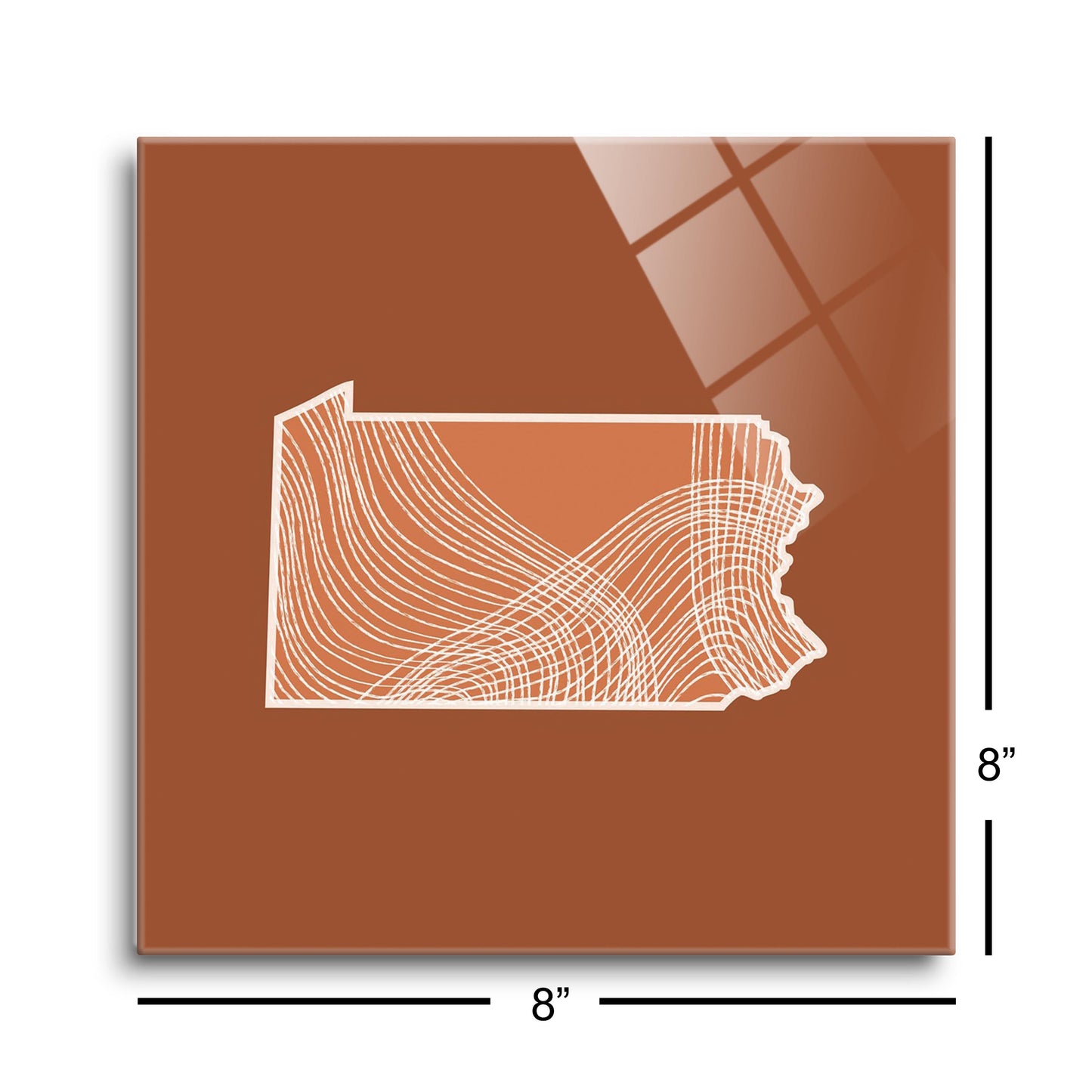 Modern Minimalist Pennsylvania State Lines Dark | Hi-Def Glass Art | Eaches | Min 2