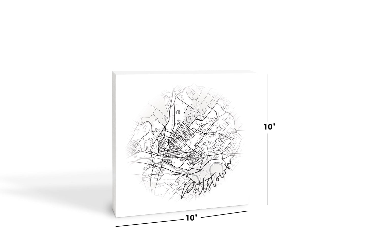 Minimalistic B&W Pennsylvania Pottstown Circle Map | Wood Block | Eaches | Min 2